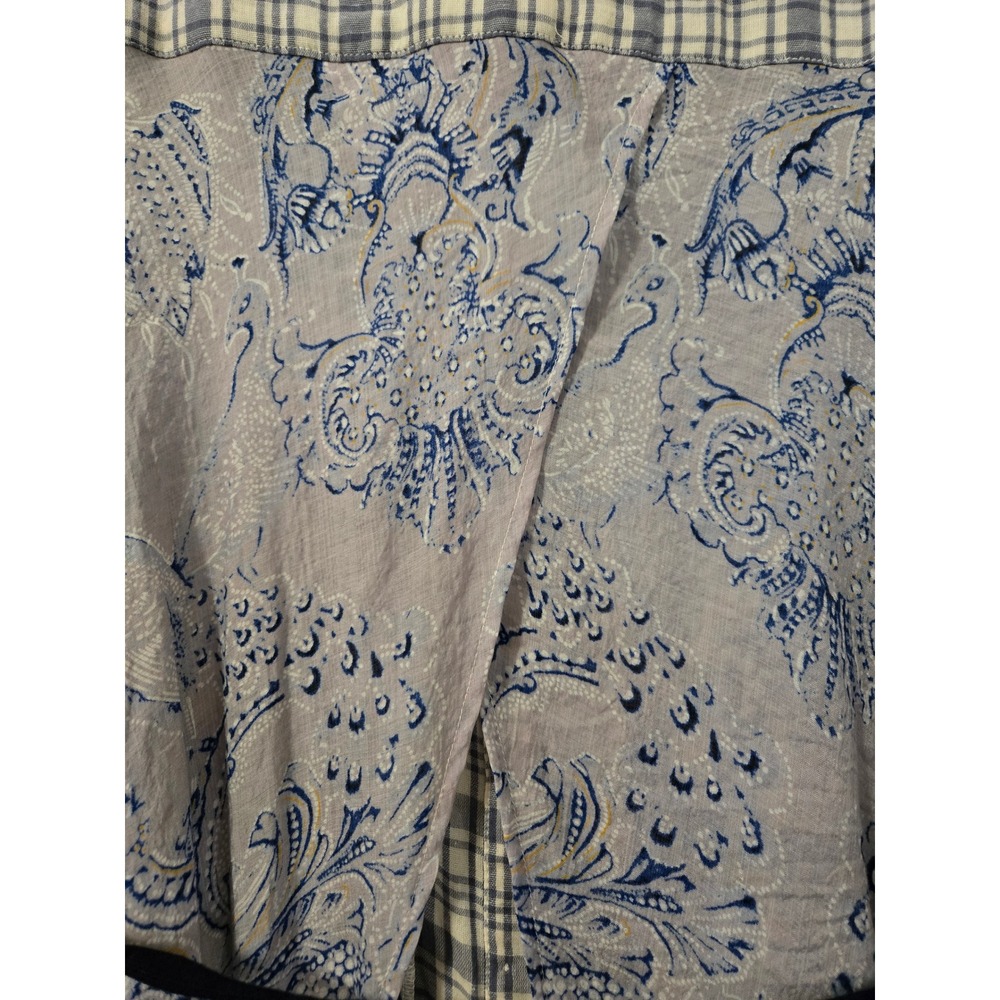 Mixed-Print Blue Floral & Plaid Tunic Shirt - Picture 15 of 16